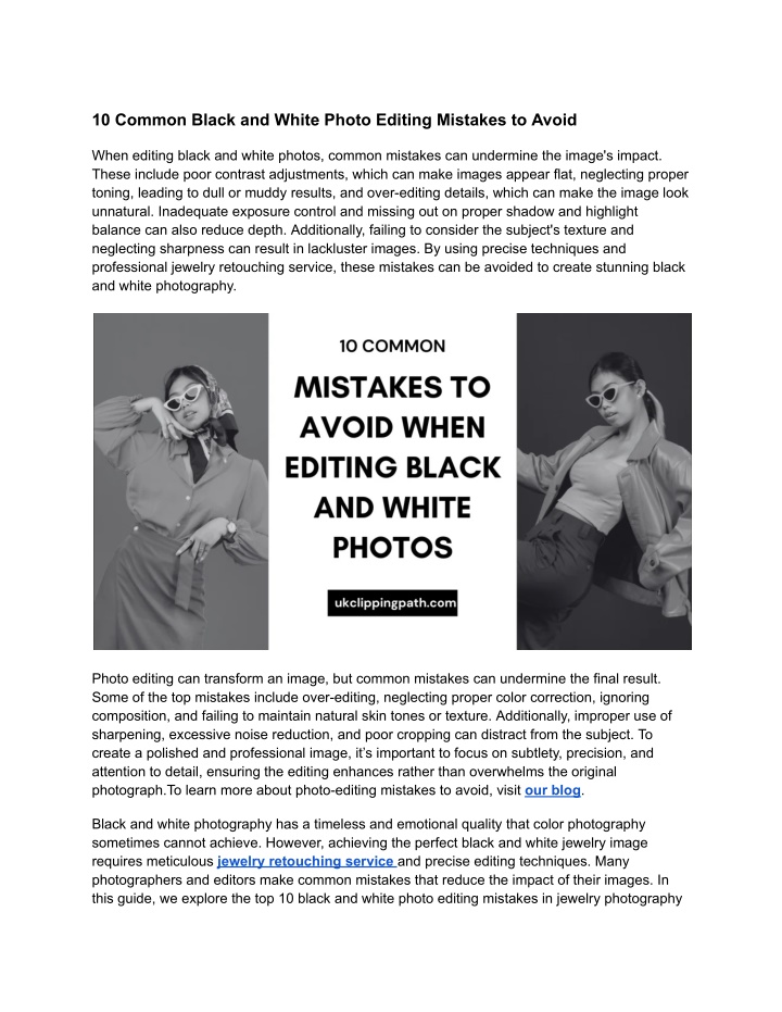 10 common black and white photo editing mistakes