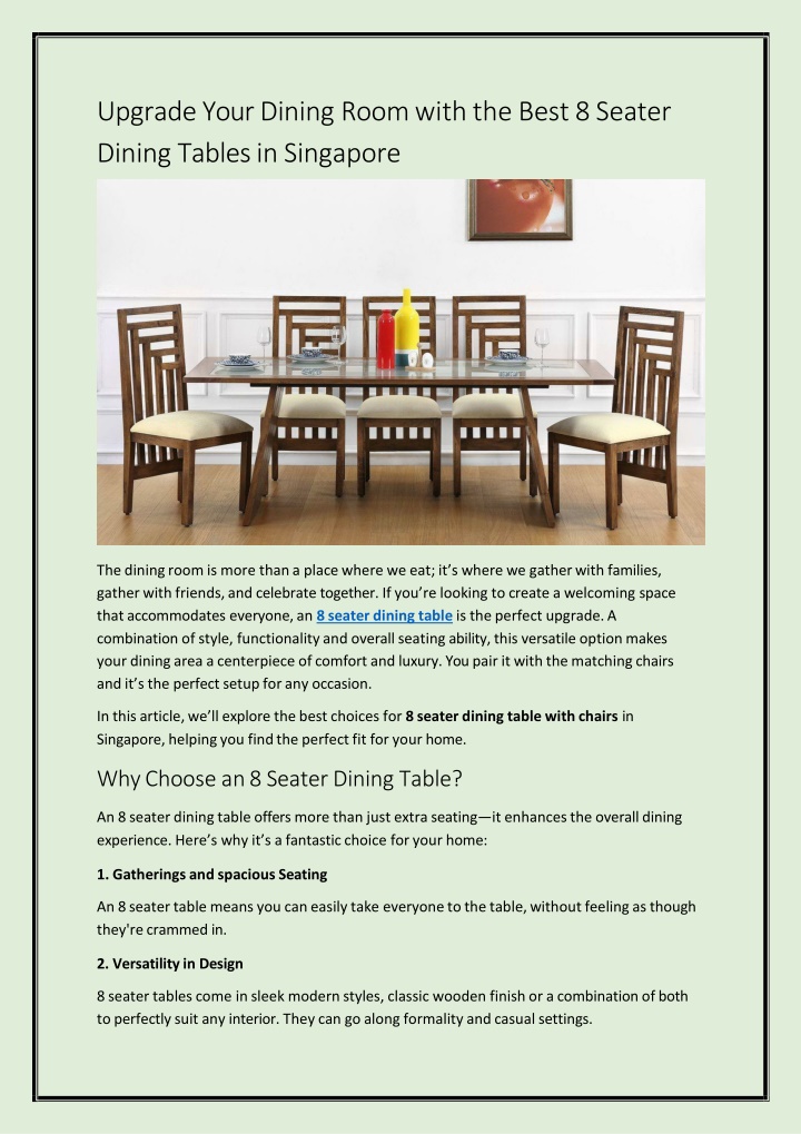 upgrade your dining room with the best 8 seater