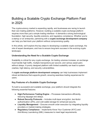 Building a Scalable Crypto Exchange Platform Fast in 2025