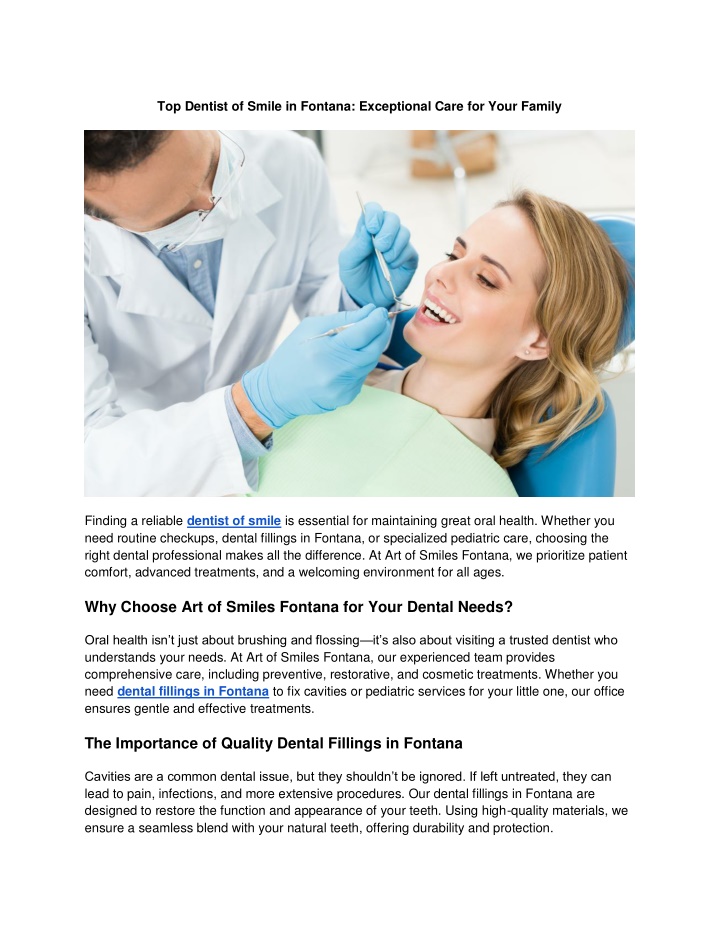 top dentist of smile in fontana exceptional care