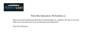 Party Bus Edmonton | Perfectlimo.ca