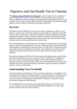 Digestive and Gut Health Test in Chennai