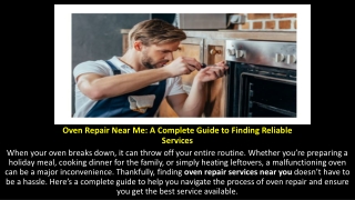 Oven Repair Near Me: A Complete Guide to Finding Reliable Services