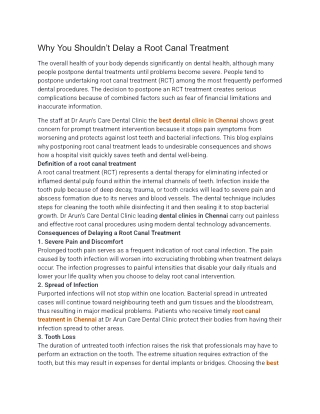 why you shouldn t delay a root canal treatment