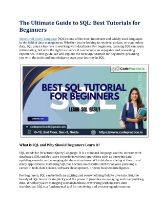 Best SQL Tutorial for Beginners