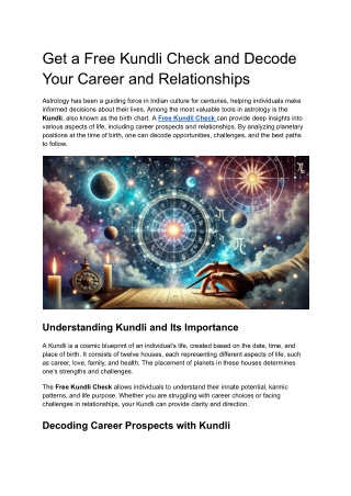 get a free kundli check and decode your career