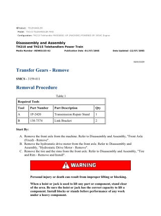 Caterpillar Cat TH215 Telehandler (Prefix MHS) Service Repair Manual Instant Download (MHS00001 and up)