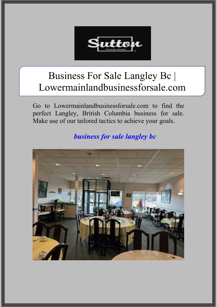 business for sale langley