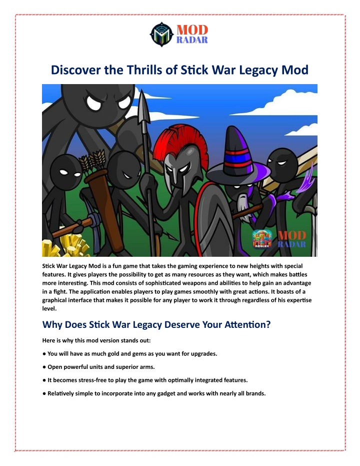 discover the thrills of stick war legacy mod