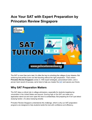 Ace the SAT with Princeton Review Singapore