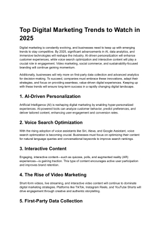 Top Digital Marketing Trends to Watch in 2025