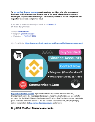 Best Place to Buy Verified Binance Accounts in Whole Online