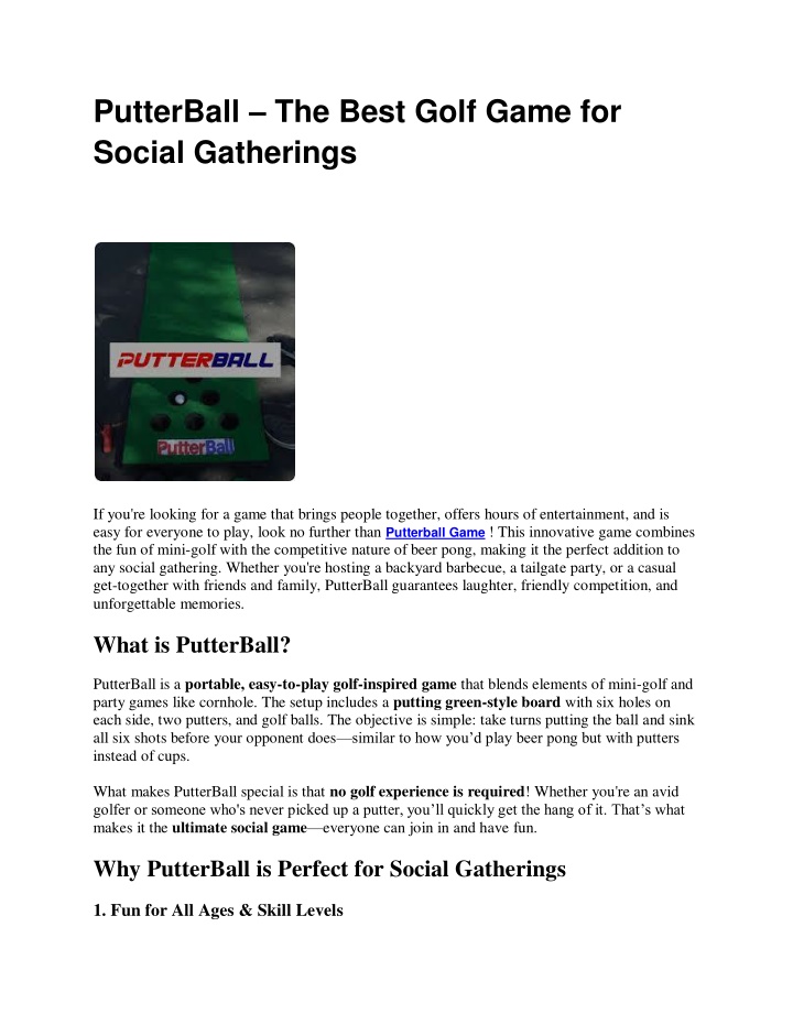 putterball the best golf game for social