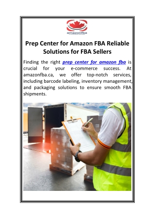 Prep Center for Amazon FBA Reliable Solutions for FBA Sellers