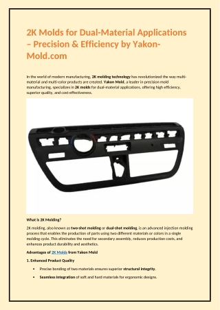 2K Molds for Dual-Material Applications – Precision & Efficiency by Yakon-Mold.com