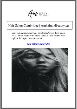 Hair Salon Cambridge | Amhairandbeauty.ca