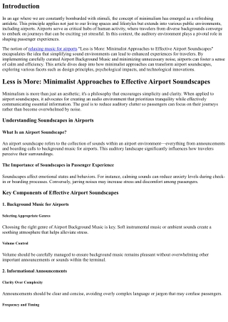 Less is More: Minimalist Approaches to Effective Airport Soundscapes