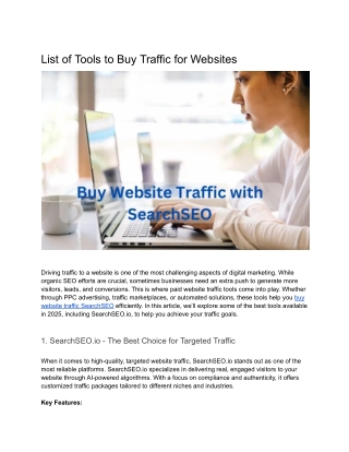 List of Tools to Buy Traffic for Websites