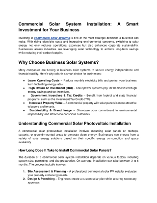 commercial solar system installation a smart