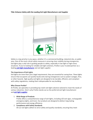 Enhance Safety with the Leading Exit Light Manufacturer and Supplier