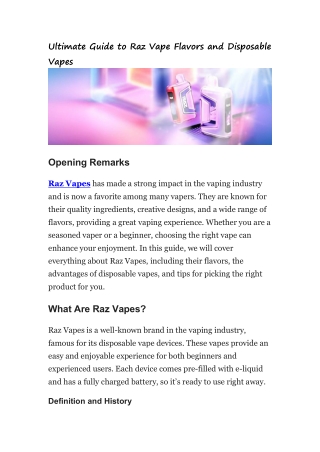 Ultimate Guide to Raz Vape Flavors and Disposable vape