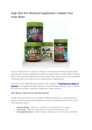 High Stim Pre-Workout Supplement Unleash Your Inner Beast