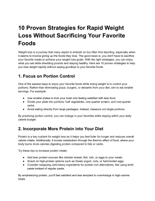 10 Proven Strategies for Rapid Weight Loss Without Sacrificing Your Favorite Foods