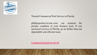 Trusted Commercial Pool Service in Florida