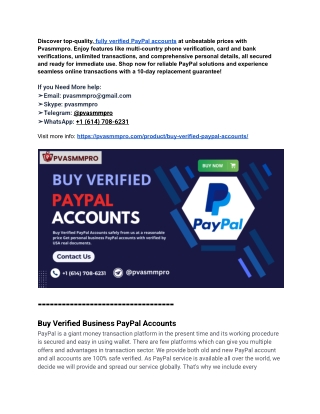 All County Buy Verified PayPal Accounts (100% Fully Verified)