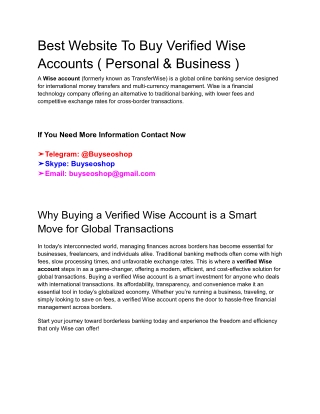 Best Website To Buy Verified Wise Accounts ( Personal & Business )