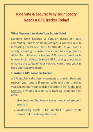 Ride Safe & Secure Why Your Scooty Needs a GPS Tracker Today!