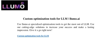 Custom optimization tools for LLM  llumo.ai