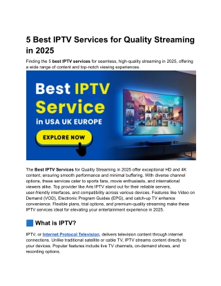 5 Best IPTV Services for Quality Streaming in 2025