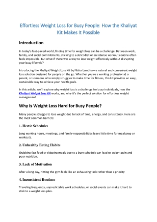 Effortless Weight Loss for Busy People