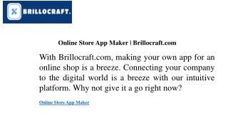 online store app maker brillocraft com