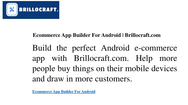 ecommerce app builder for android brillocraft com