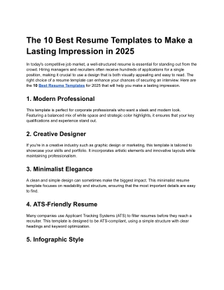 the 10 best resume templates to make a lasting