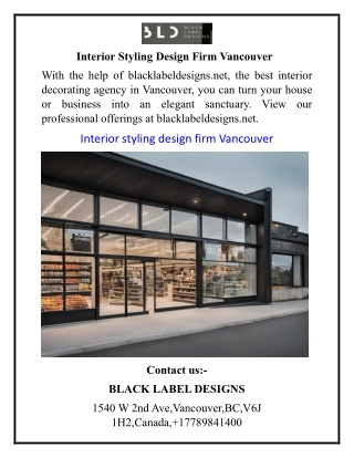 Interior Styling Design Firm Vancouver