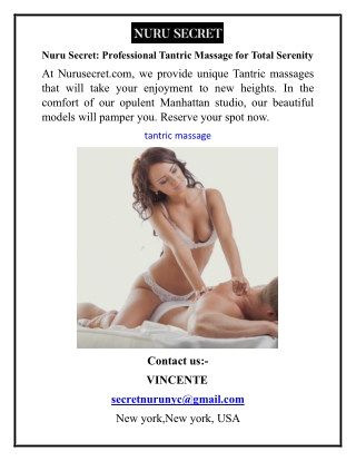 Nuru Secret Professional Tantric Massage for Total Serenity