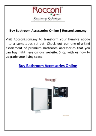 Buy Bathroom Accessories Online | Rocconi.com.my