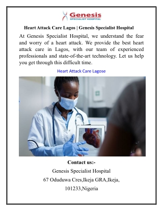 Heart Attack Care Lagos  Genesis Specialist Hospital