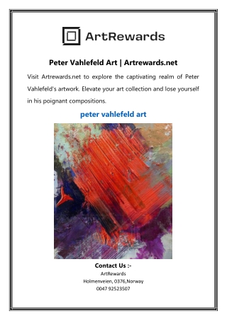 Peter Vahlefeld Art | Artrewards.net