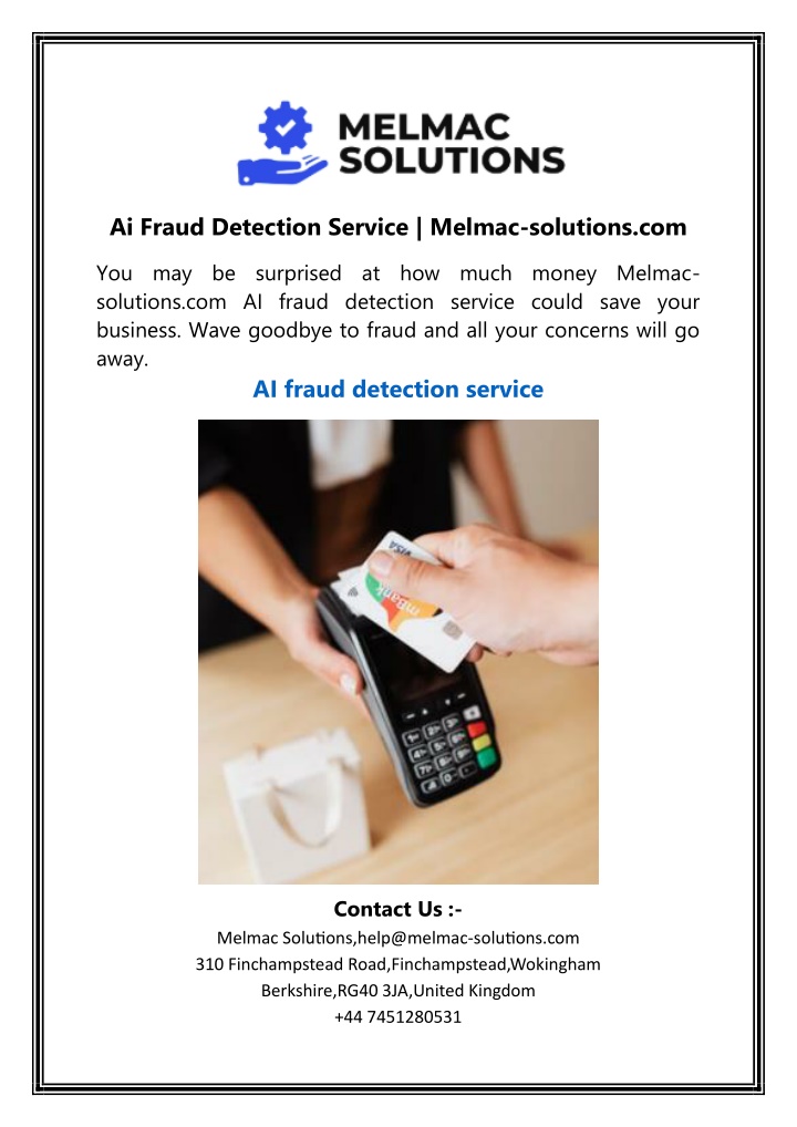 ai fraud detection service melmac solutions com