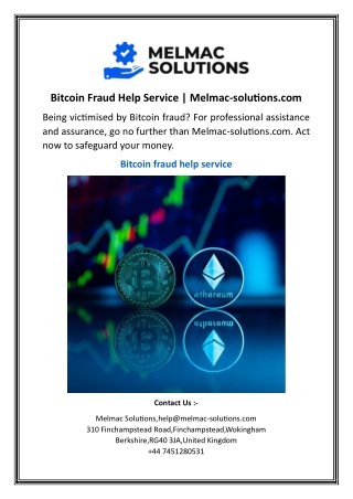 Bitcoin Fraud Help Service | Melmac-solutions.com