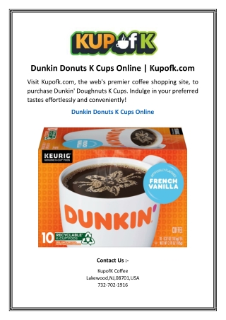 Dunkin Donuts K Cups Online | Kupofk.com
