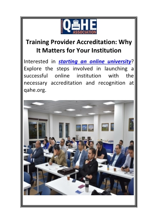 Training Provider Accreditation Why It Matters for Your Institution