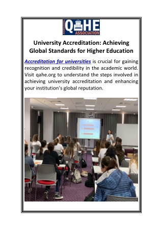 University Accreditation Achieving Global Standards for Higher Education