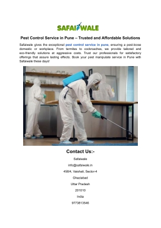 pest control service in pune trusted
