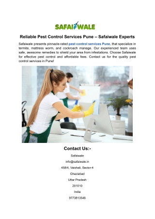 Reliable Pest Control Services Pune – Safaiwale Experts