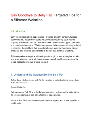 Say Goodbye to Belly Fat: Targeted Tips for a Slimmer Waistline